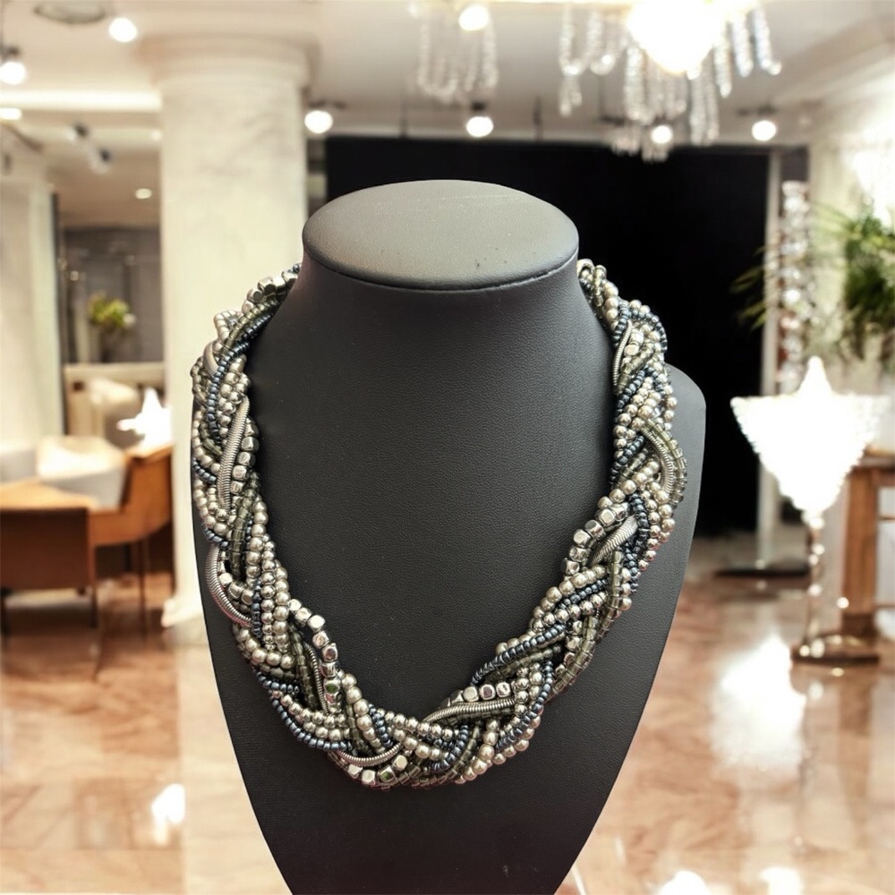 Premier Designs Elegant Silver Beaded Necklace